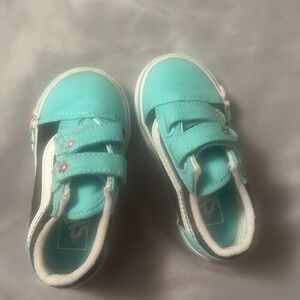 Vans Kids Aqua Sneakers with Pink Accents